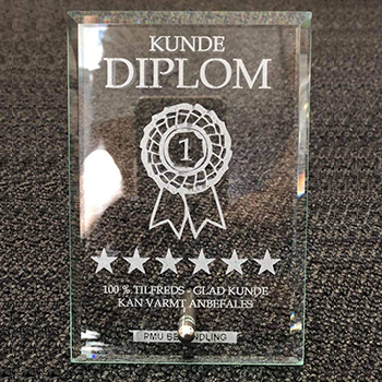 Lasergravering glasplade diplom 350 x 350