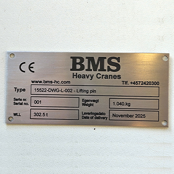 Typeskilt stål laser BMS 350 x 350 fil til billeder